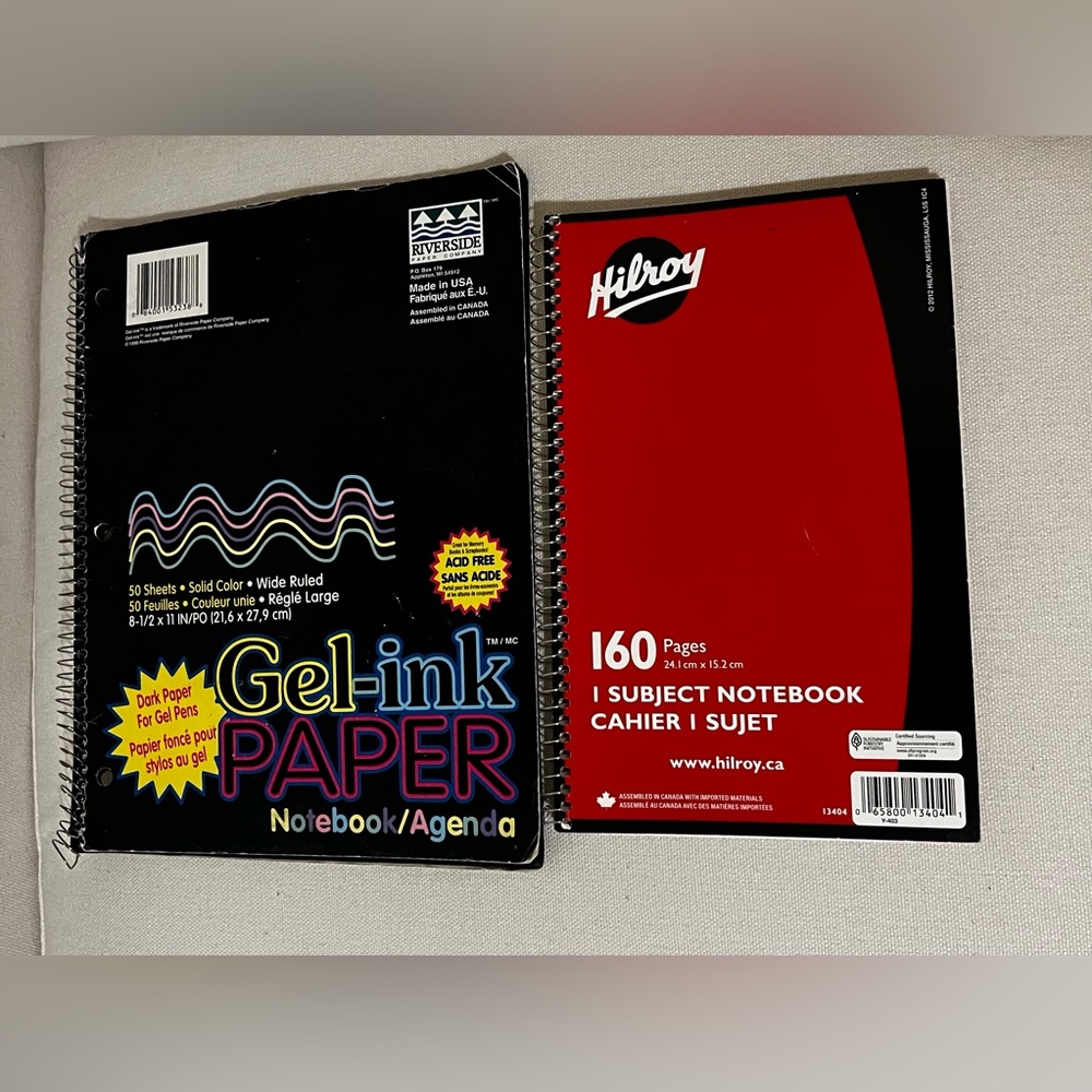 2 Used Notebooks - Riverside Gel-ink Paper and Hilroy Subject Notebook
